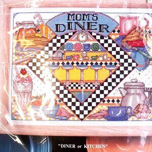 Design Works Mom's Diner Counted Cross Stitch Kit 12x14 New Alphabet Personaliza
